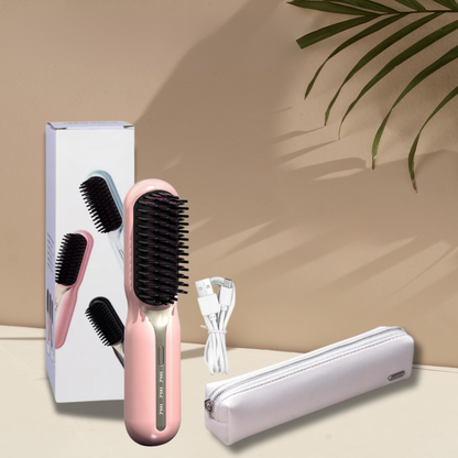 Rechargeable Cordless Hair Straightening Brush Heated Styling Tool Anti-Frizz Ionic Technology Travel-Friendly Portable Heat Brush for Smoot