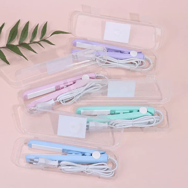 Compact Travel Hair Straightener and Curling Iron 2-in-1 Styling Tool with Ceramic Tourmaline Plates for Smooth Curls and Sleek Straight Hai