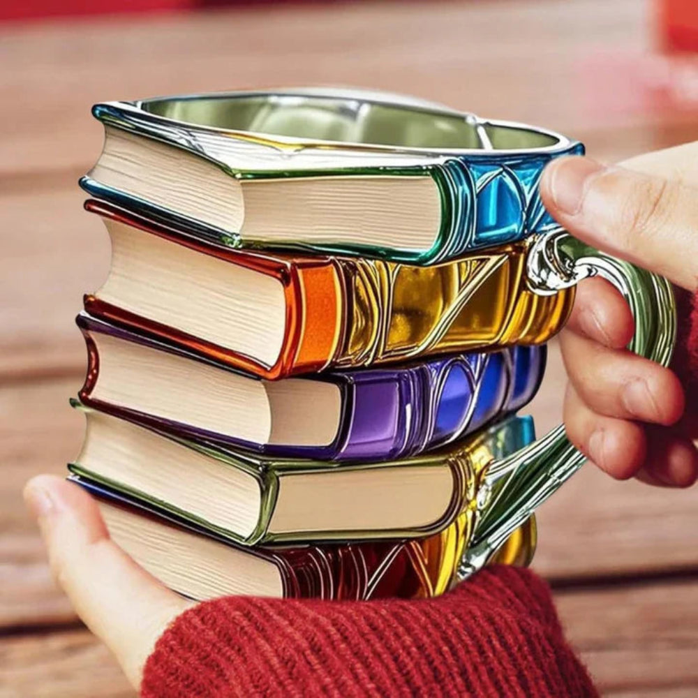 Glimmer Coffee Mug - Handmade Glass, 3D Book Design
