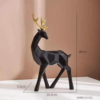 Glimmer Deer Figurine - Modern Geometric Design, High-Quality Resin