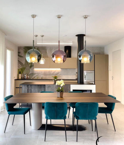 Glass Dome Hanging Ceiling Light 10 Inch for Kitchen Island Dining Room Indoor Pendant Fixture Adjustable Wire Metal Hardware