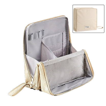 Travel Cosmetics Organizer Bag with Compartments Waterproof Nylon Padded Case for Brushes Palettes Skincare Women's Portable Storage Pouch