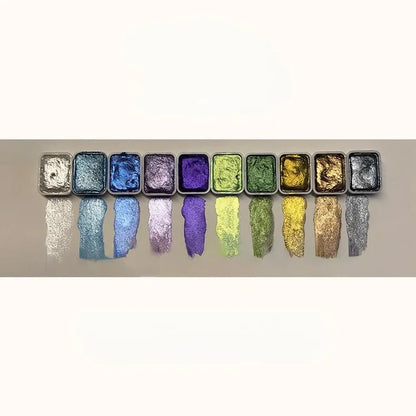 Shimmer Pigment Powder Set for Watercolor Art & Crafts – 10 or 20 Iridescent Colors, Blendable Mica Powder for Painting, Calligraphy & DIY