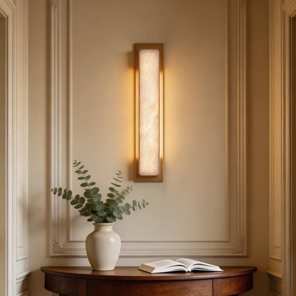 Aplique de pared dorado con latón y mármol – Elegante lámpara LED de pared de 6W para interiores modernos
