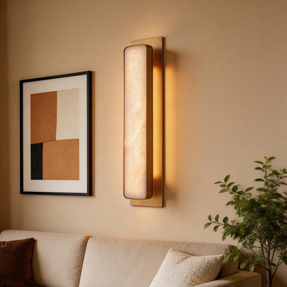 Aplique de pared dorado con latón y mármol – Elegante lámpara LED de pared de 6W para interiores modernos