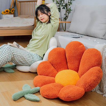 Golden Blossom | Soft Seat Cushion with Sunflower Design | Comfortable Support for Home and Office