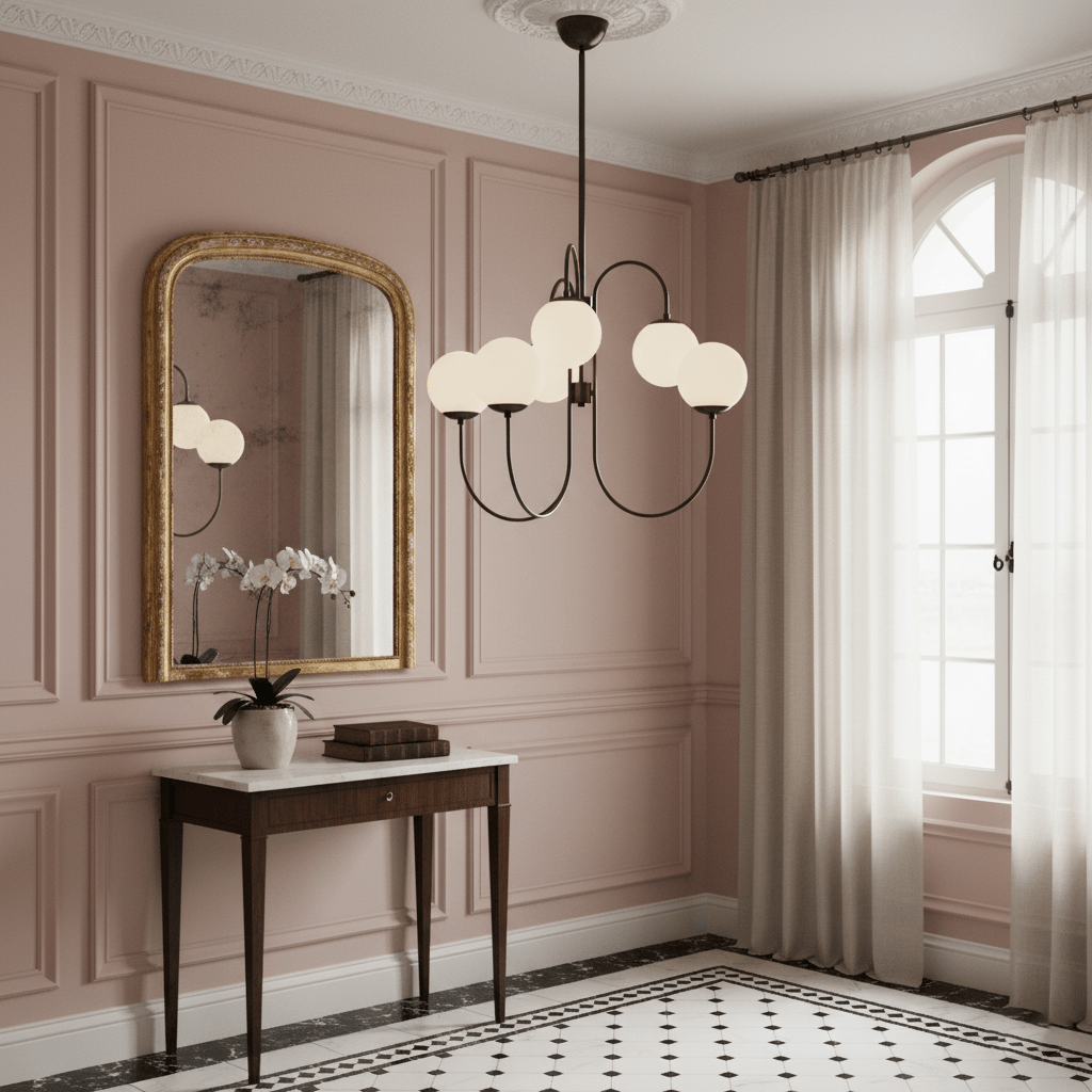Multi-Arm Ceiling Light Fixture Metal Frame Frosted Glass Shades Gold Black White 30 Inch Diameter Living Room Dining Room Bedroom Overhead