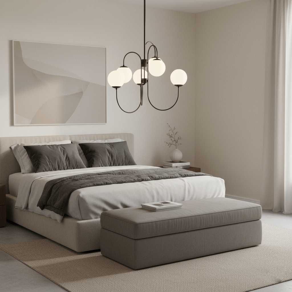 Multi-Arm Ceiling Light Fixture Metal Frame Frosted Glass Shades Gold Black White 30 Inch Diameter Living Room Dining Room Bedroom Overhead
