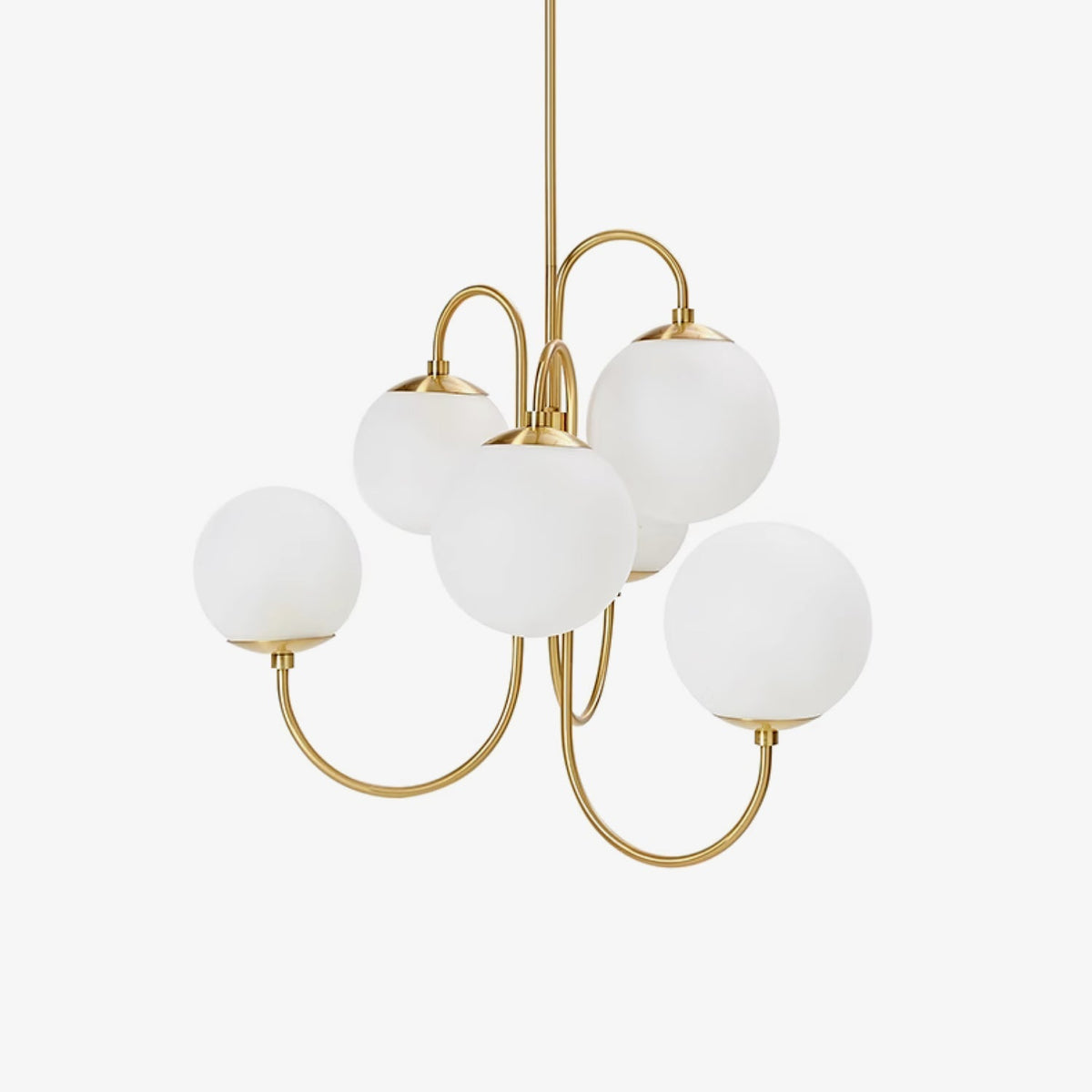 Multi-Arm Ceiling Light Fixture Metal Frame Frosted Glass Shades Gold Black White 30 Inch Diameter Living Room Dining Room Bedroom Overhead