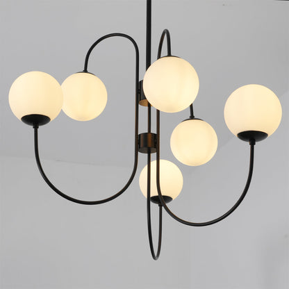 Multi-Arm Ceiling Light Fixture Metal Frame Frosted Glass Shades Gold Black White 30 Inch Diameter Living Room Dining Room Bedroom Overhead