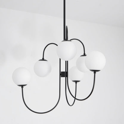 Multi-Arm Ceiling Light Fixture Metal Frame Frosted Glass Shades Gold Black White 30 Inch Diameter Living Room Dining Room Bedroom Overhead