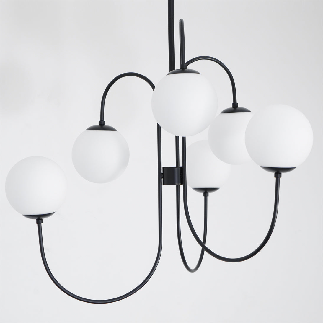 Multi-Arm Ceiling Light Fixture Metal Frame Frosted Glass Shades Gold Black White 30 Inch Diameter Living Room Dining Room Bedroom Overhead