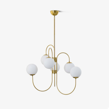 Multi-Arm Ceiling Light Fixture Metal Frame Frosted Glass Shades Gold Black White 30 Inch Diameter Living Room Dining Room Bedroom Overhead