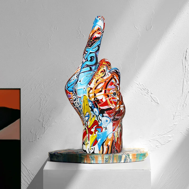 Graffiti Hand Sculpture – Unique Synthetic Resin Figurine for Modern Interiors