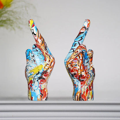 Graffiti Hand Sculpture – Unique Synthetic Resin Figurine for Modern Interiors