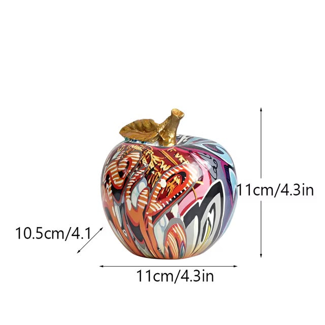 Graffiti Painted Apple Sculpture – High-Quality Resin Decorative Art for Home Decor