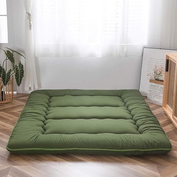 Foldable Floor Mattress 4-Inch Thick Quilted Sleeping Pad Roll-Up Guest Bed Tatami-Style Mat for Bedroom Dorm Meditation Adults Kids