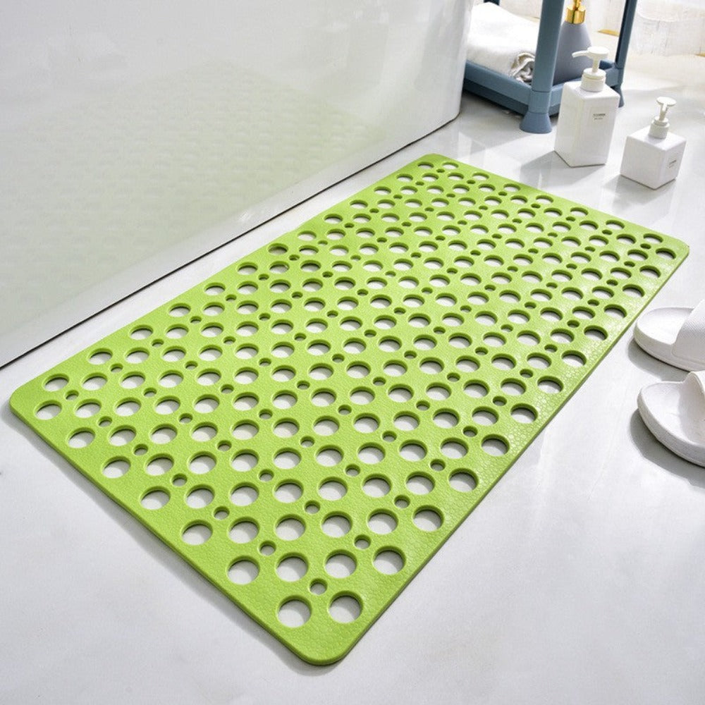 Non-Slip Bath Mat with Drainage Holes Gray 24x16 Inch PVC Quick-Dry Bathroom Safety Floor Liner for Shower Tub Wet Areas Home Spa Senior Acc