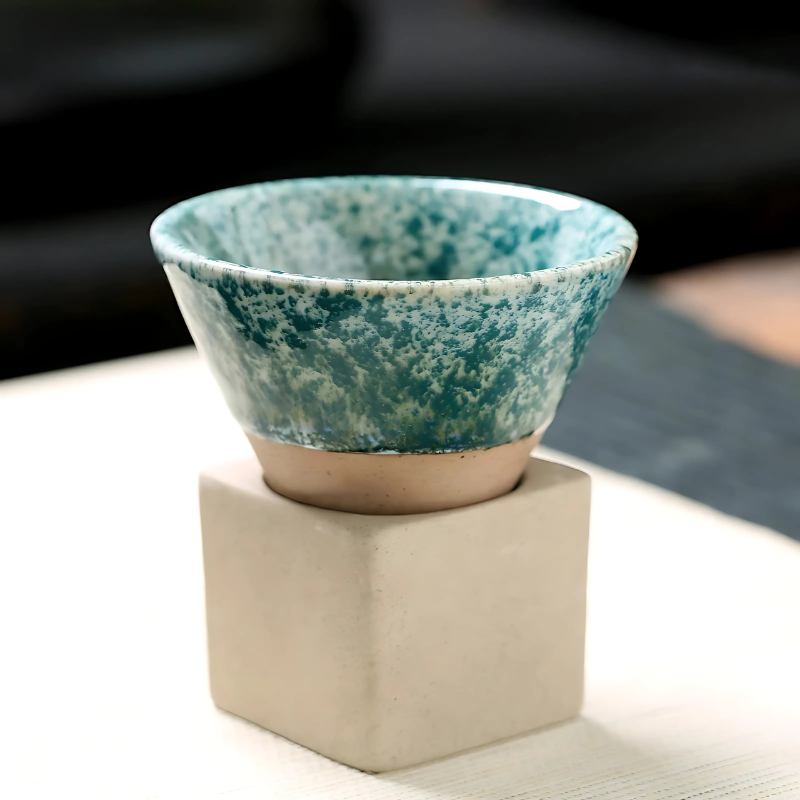 Japanese Ceramic Coffee Cup with Saucer Set – Handcrafted Artisan Glaze Design for Espresso, Tea & Hot Beverages – Heat-Retaining