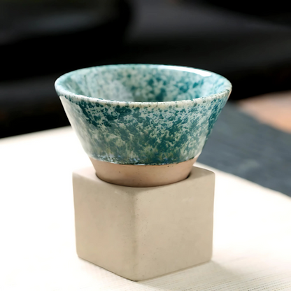 Japanese Ceramic Coffee Cup with Saucer Set – Handcrafted Artisan Glaze Design for Espresso, Tea & Hot Beverages – Heat-Retaining