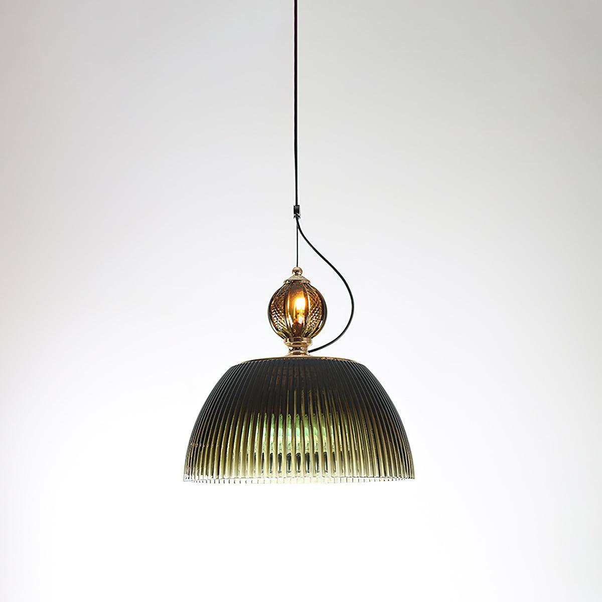 Emerald Glass Bowl Overhead Fixture 12.6 Inch Adjustable Cord Kitchen Counter Dining Room Ceiling Lighting E26 E27 Socket 40W Compatible