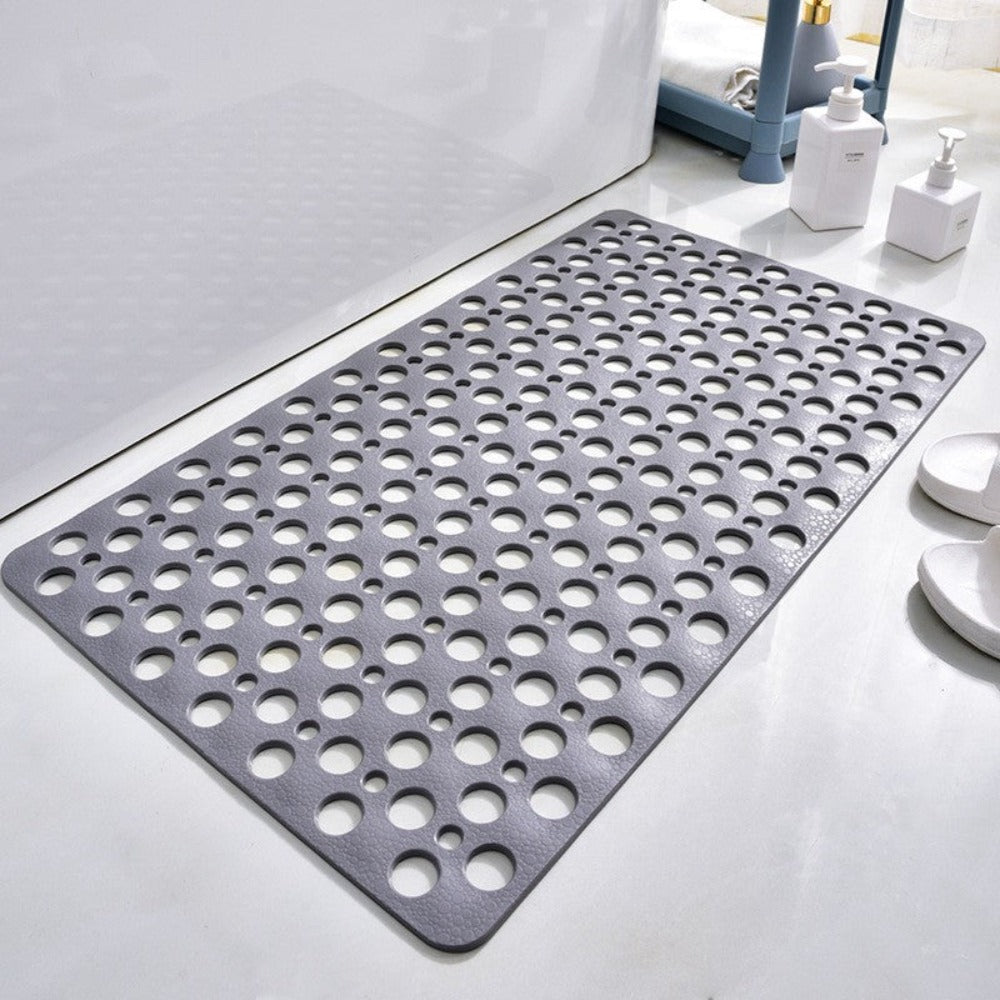 Anti-Slip Bathroom Mat with Drain Holes and Suction Cups for Shower Floor, Tub, Wet Surfaces | Quick Dry, Mildew Resistant TPE Safety