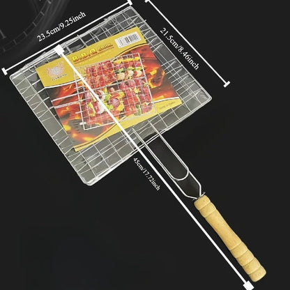 Cesta para verduras a la parrilla, cesta plegable para pescado con revestimiento antiadherente, accesorios de acero inoxidable para barbacoa