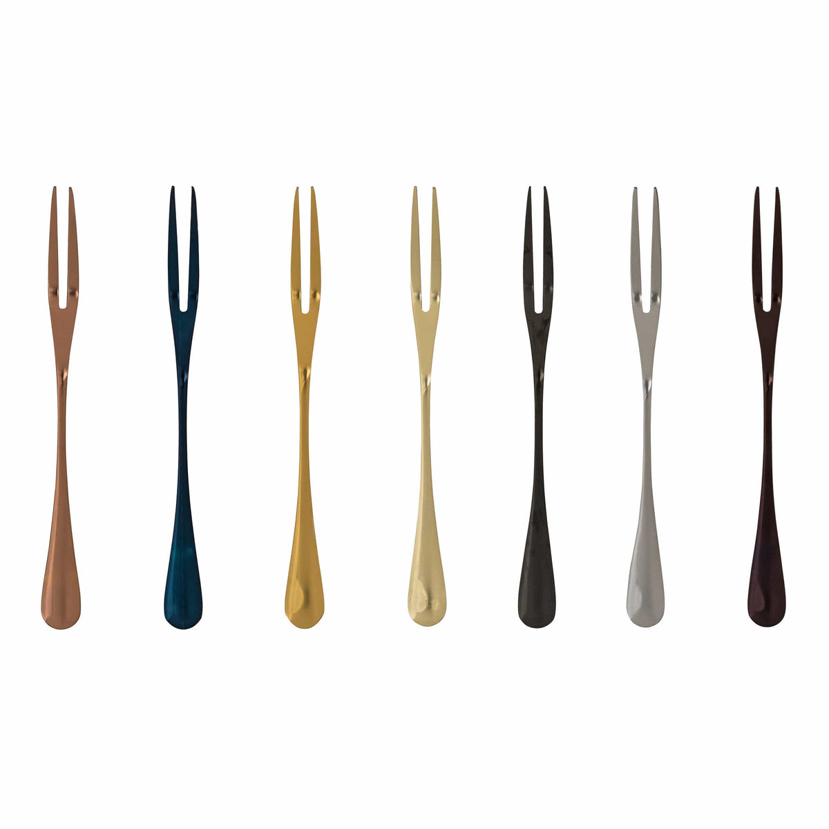 Stainless Steel Dessert Forks Set - Colorful Modern Flatware for Fruit & Appetizers - Kitchen Dining Cutlery