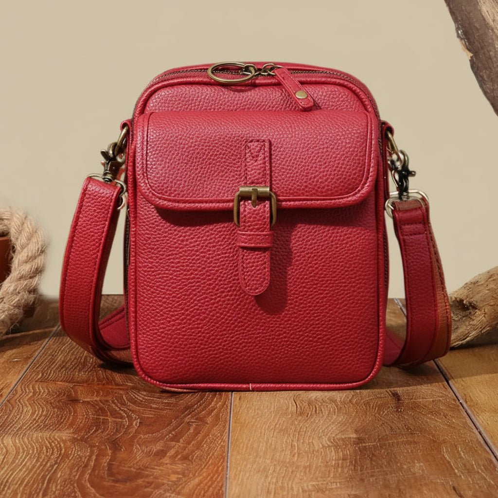 Square Leather Crossbody Purse with Secure Zipper Closure – Compact Shoulder Bag for Women, Daily Commute & Travel Organizer