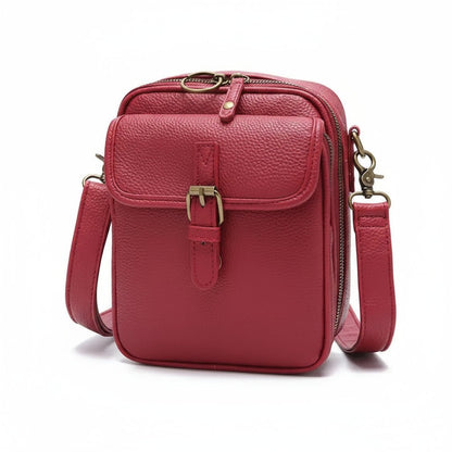 Square Leather Crossbody Purse with Secure Zipper Closure – Compact Shoulder Bag for Women, Daily Commute & Travel Organizer