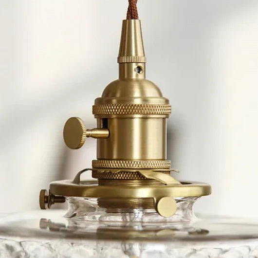 Glass Dome Drop Light E27 Socket Adjustable Cord 7-Inch Shade Textured Finish Kitchen Island Dining Area Copper Accent