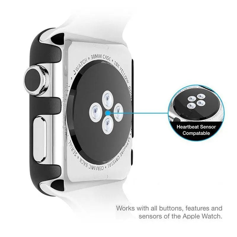 Reinforced Metal Armor Shell with Built-In Hardened Glass Display Shield for 40mm & 44mm Series 4/5/6, 38mm & 42mm Series 1/2/3