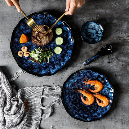 10-Piece Ceramic Dinnerware Set with Galaxy-Inspired Design for Everyday Dining & Special Occasions | Microwave & Dishwasher Safe