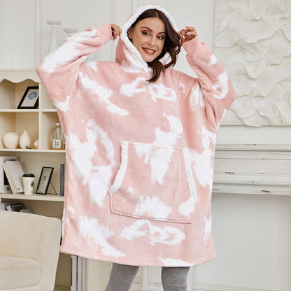 Oversized Wearable Blanket Hoodie with Pocket – Soft Fleece Throw for Couch & Bed – One Size Adults & Teens