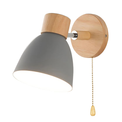 Wood and Metal Wall Sconce with Pull Chain Switch for Bedroom Living Room Hallway | Modern Farmhouse Wall Light Fixture E27 Socket