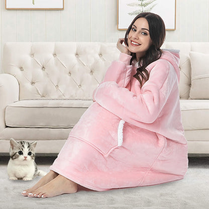 Oversized Wearable Blanket Hoodie with Pocket – Soft Fleece Throw for Couch & Bed – One Size Adults & Teens