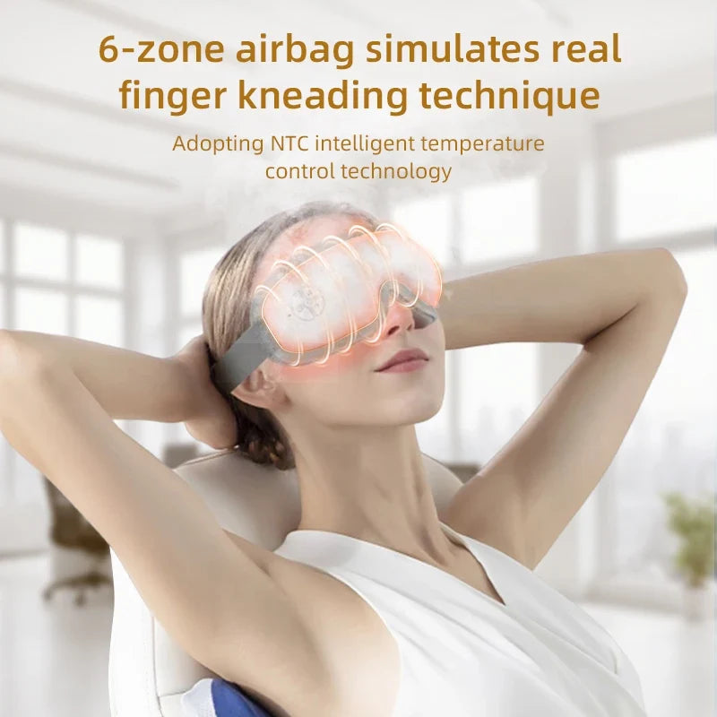 Serie de relajación | Masajeador de ojos con terapia de calor y amasamiento de puntos de acupuntura | Diseño de cobertura total para alivio del estrés y confort