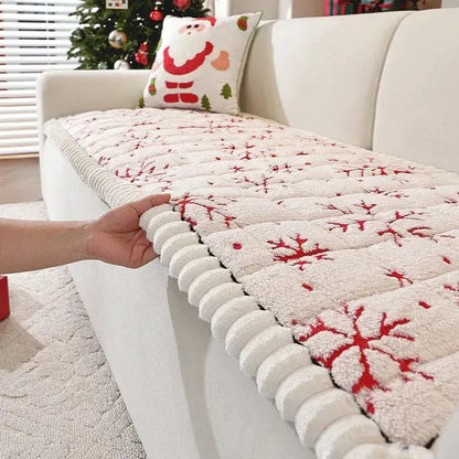 Ortekor Cozy Home | Funda para sofá con tejido grueso resistente a mascotas | Diseño festivo de copos de nieve para una comodidad durante todo el año