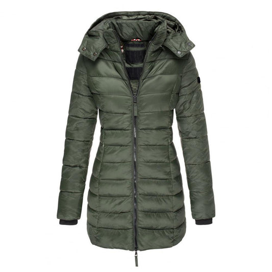 Gabardina con capucha para mujer: chaqueta abrigada extragrande para otoño, invierno y primavera: cortavientos largo resistente al agua