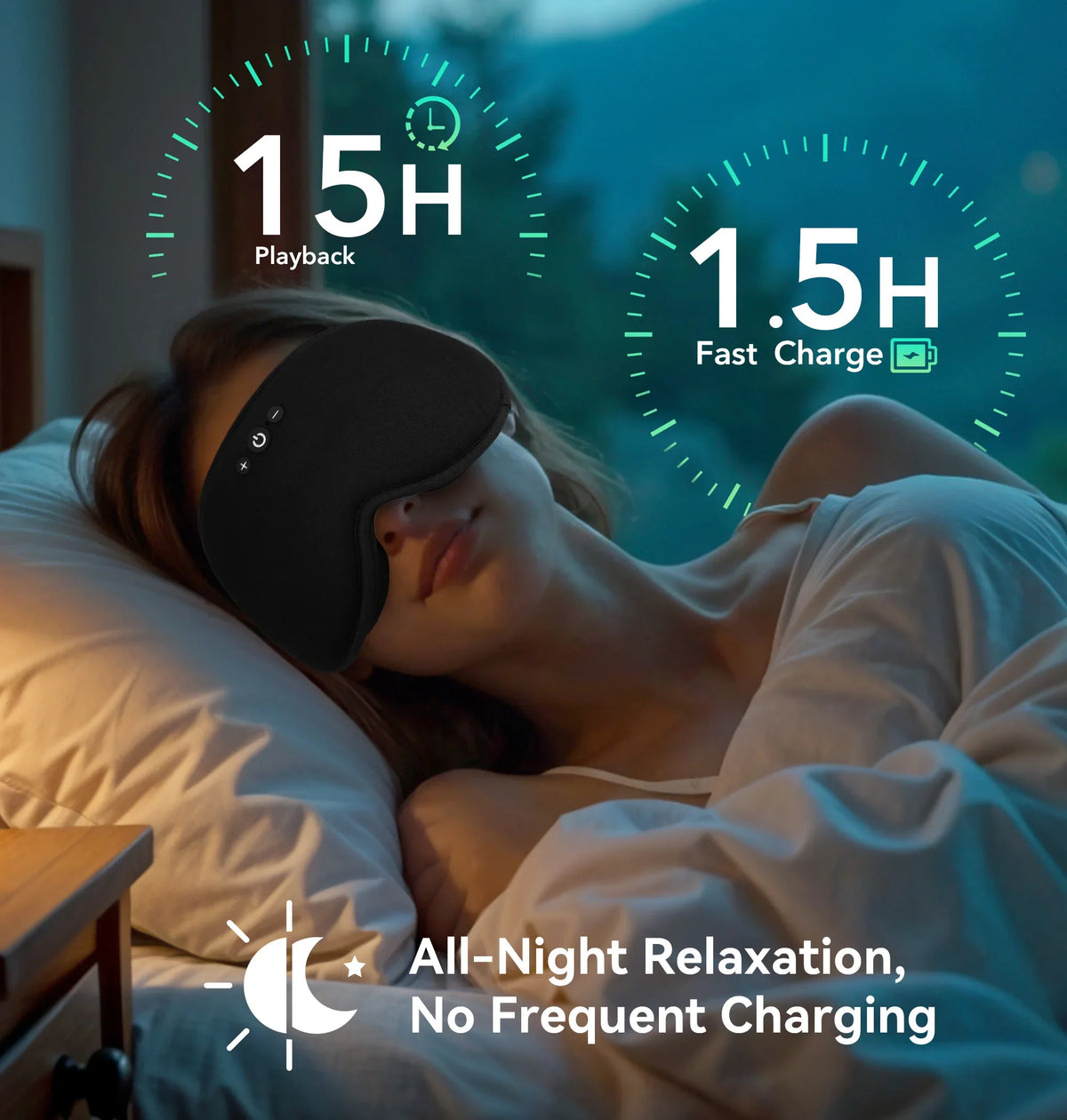 Serenity Sleep | Bluetooth 3D Eye Mask with Light Blocking & Music Playback | Comfortable Design for Restful Sleep