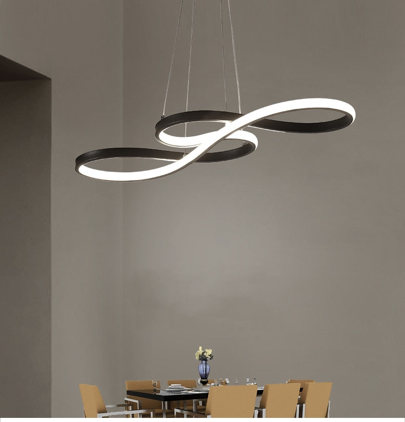 Music Note Linear Pendant Light Dimmable Metal & Silicone Artistic Fixture for Bedroom Living Room Adjustable Modern Chandelier
