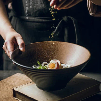 Handcrafted Ceramic Noodle Bowl 7 inch Asian-Inspired Soup Dish for Pho Udon Rice Meals Minimalist Dinnerware Versatile Kitchen Serving Piec