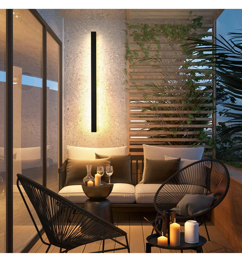 Vertical LED Sconce Metal Acrylic Waterproof Indoor Outdoor Fixture Adjustable Temperature Modern Exterior Interior Entryway Stairwell