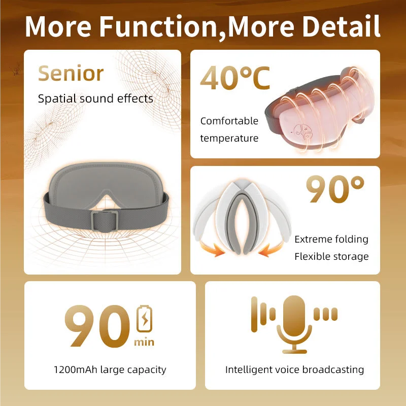 IntelliRelax | Masajeador de ojos en forma de V con compresa caliente y presión de aire | Dispositivo portátil para el cuidado de los ojos y alivio del estrés