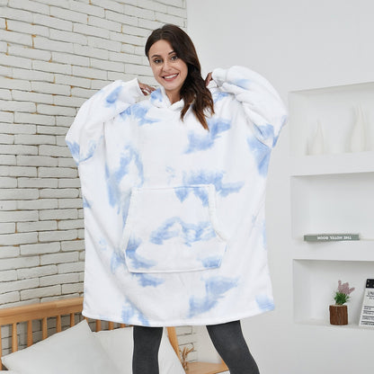 Oversized Wearable Blanket Hoodie with Pocket – Soft Fleece Throw for Couch & Bed – One Size Adults & Teens