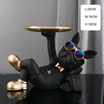 Decorative Canine Figurine in Butler Pose Resin Sculpture for Living Room Entryway Home Accent Pet Lover Gift Frenchie Dog Display Piece