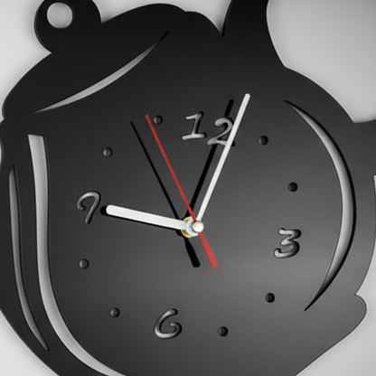 Reloj de pared tetera Marova: acrílico espejado 3D, diseño de cuarzo silencioso