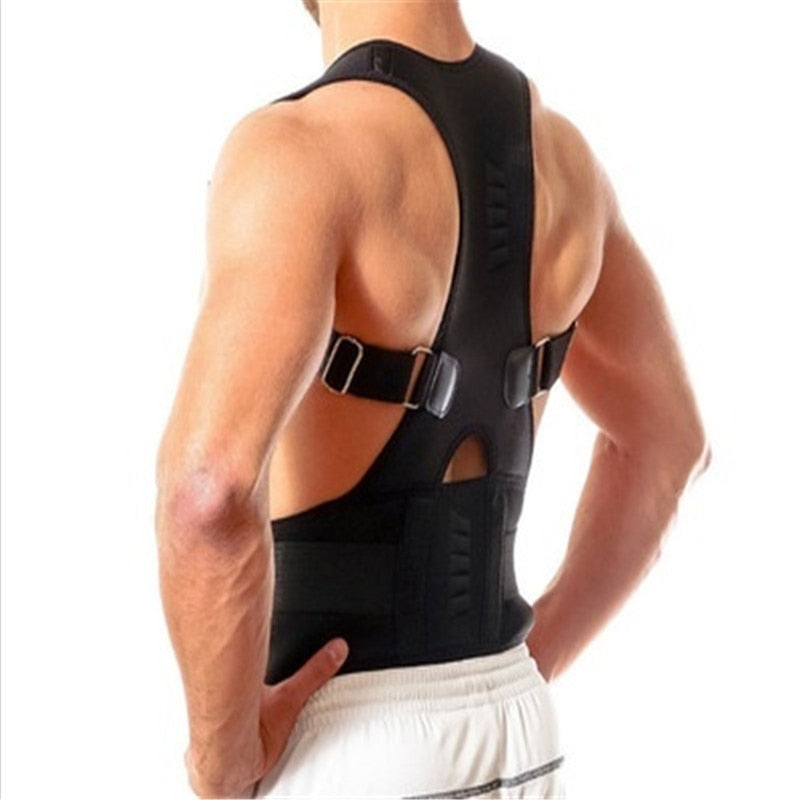 Magnetic Posture Corrector Brace for Upper Back & Shoulder Pain Relief, Adjustable Support Belt with Therapy Magnets for Men & Women