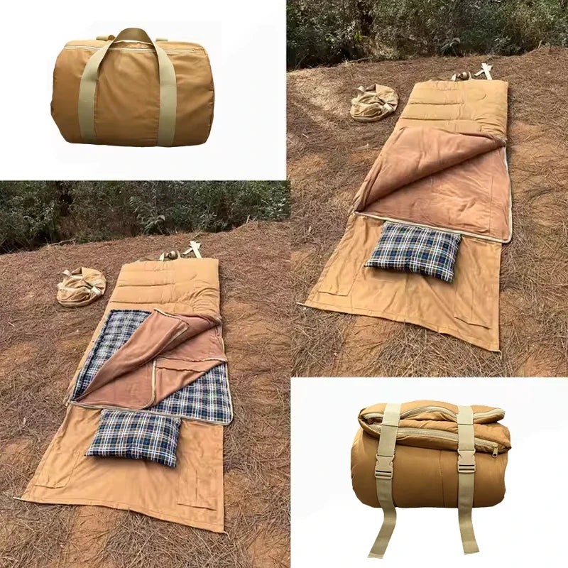 CozyNest | Funda para saco de dormir impermeable de 3 estaciones con almohada y forro de franela | Diseño ligero para la máxima comodidad