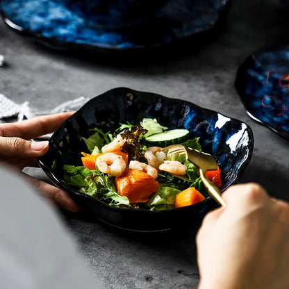 10-Piece Ceramic Dinnerware Set with Galaxy-Inspired Design for Everyday Dining & Special Occasions | Microwave & Dishwasher Safe